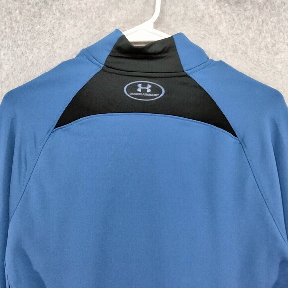 Under Armour Cold Gear Shirt Womens Size M Blue Black Long Sleeve Mock Fitted - Picture 9 of 11
